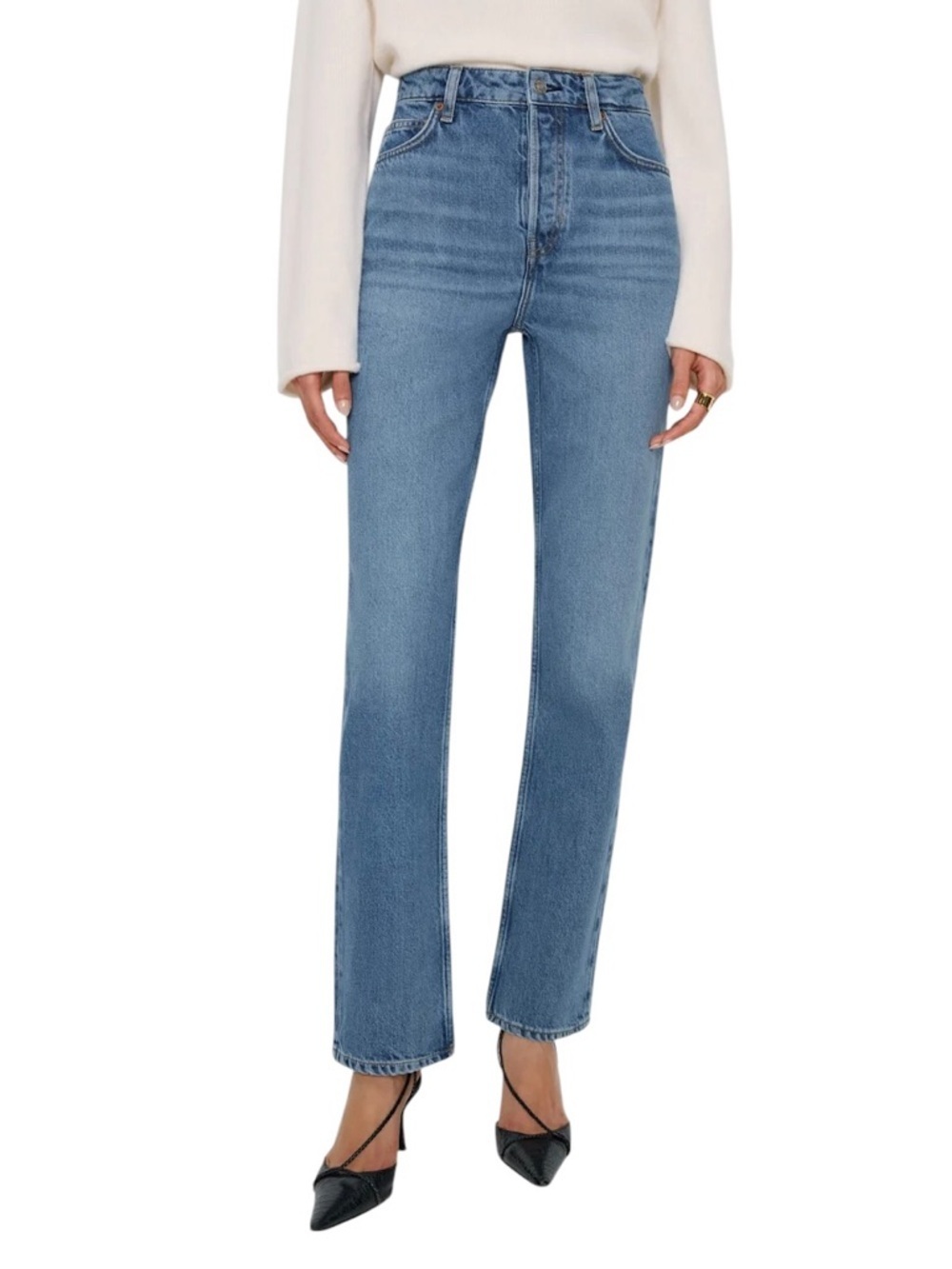 Reformation Cynthia High Rise Straight Leg Jeans Blue Denim Sz 30